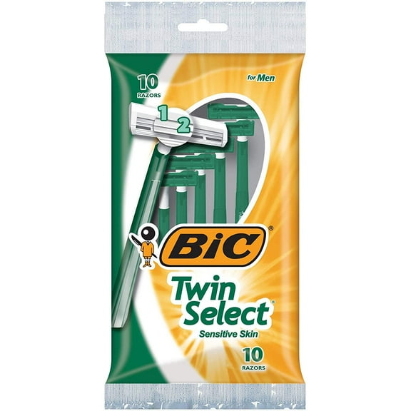 Bic Twin Select Disposable Razor Clean & Soothe Skin Shaver for Men, 10ct