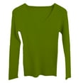 thumbnail image 4 of QASIEATN Sweaters for Graceful Women Fashion, Knit Sweater Autumn Winter V Neck Slim Fit Pullover Strip Top with Tight Long Sleeved Base Shirt, Womens Fall Tops, 4 of 4