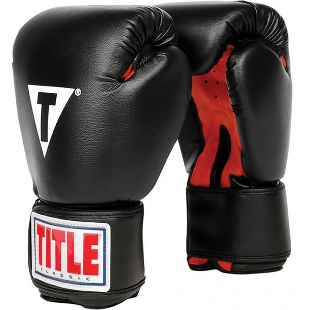 Title Boxing Classic Hook and Loop Vinyl Training Boxing Gloves Black