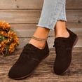 thumbnail image 5 of Womens Leather Sneakers Wide Toe Box Oxfords Flats Dressy Comfortable Round Toe Non Slip Business Work Loafers Retro Casual Lace up Soft Soled Cushion Lightweight Shoes Coffee 7.5, 5 of 6