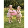 thumbnail image 6 of Cenuakty 2Pcs 0-18M Infant Baby Girl Outfit Short Sleeve Frill Neck Floral Embroidery Layered Tulle Romper Dress and Bow Headband Set, 6 of 9