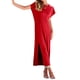 thumbnail image 2 of Lucakuins - Vestido de playa informal de verano para mujer, color sólido, manga corta de murciélago, cuello redondo, vestido dividido Lucakuins  moda, 2 of 8