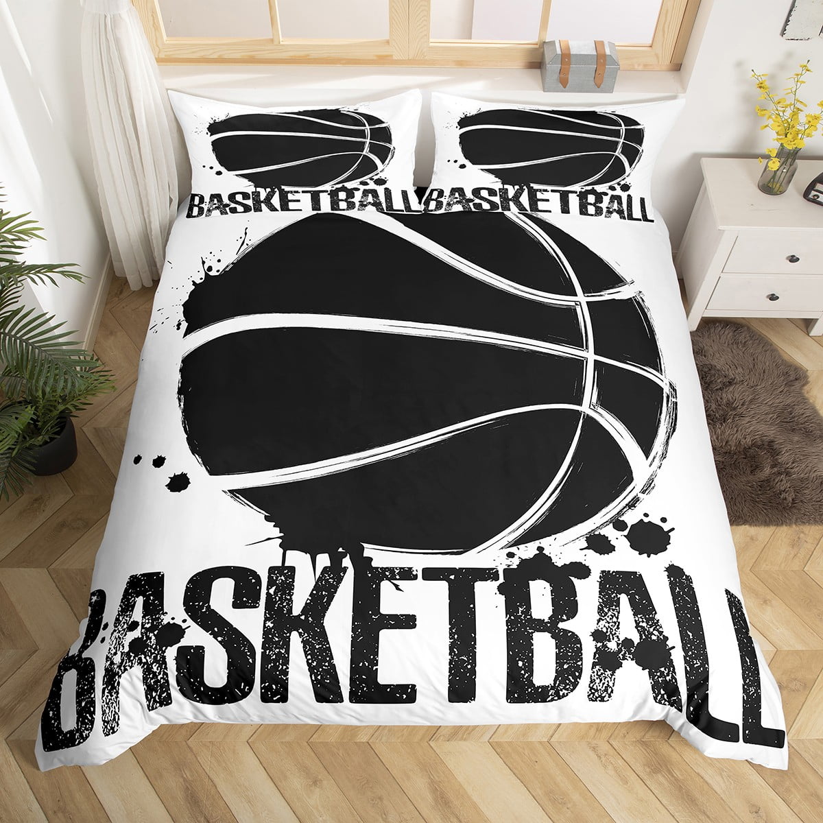 Basketball Bedding Set Full Size Boys Ball Game Comforter Cover Sports