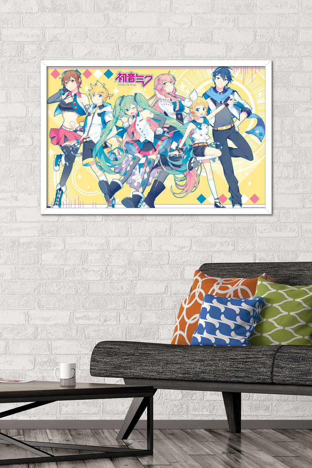 Hatsune Miku - Yellow Group Wall Poster, 22.375" x 34", Framed