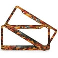 thumbnail image 2 of 2 Pieces Autumn Leaves Pumpkins And Birds License Plate Frames Seasonal Autumn Harvest Vintage Thanksgiving Car Front License Plate Frame Quality Aluminum 2 Round Holes, 2 of 6