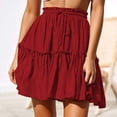 thumbnail image 6 of Women's Summer Cute High Waist Ruffle Short Skirt Floral Swing Beach Flared Pleated Mini Skater Skirt with Drawstring, 6 of 7