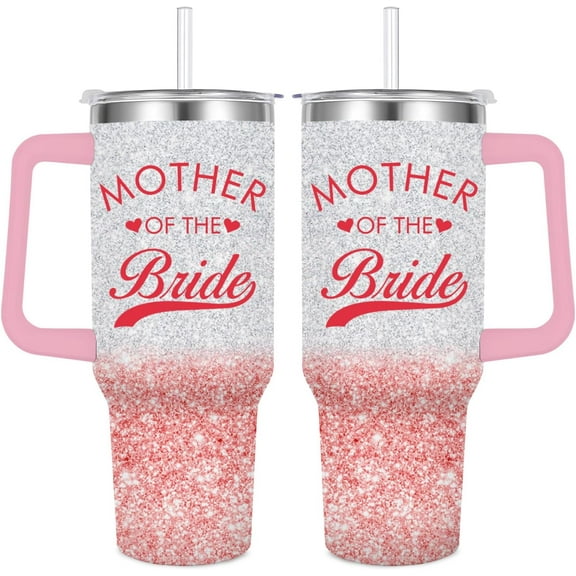 Mother of Bride Cup-Mother of Bride Tumbler, 40 oz Insulated Water Bottle for Bridal Shower,Engagement,Wedding (Mother of Bride)