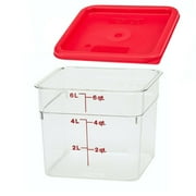 Cambro Square Storage Container Camwear Clear 6 Qt with Red Lid