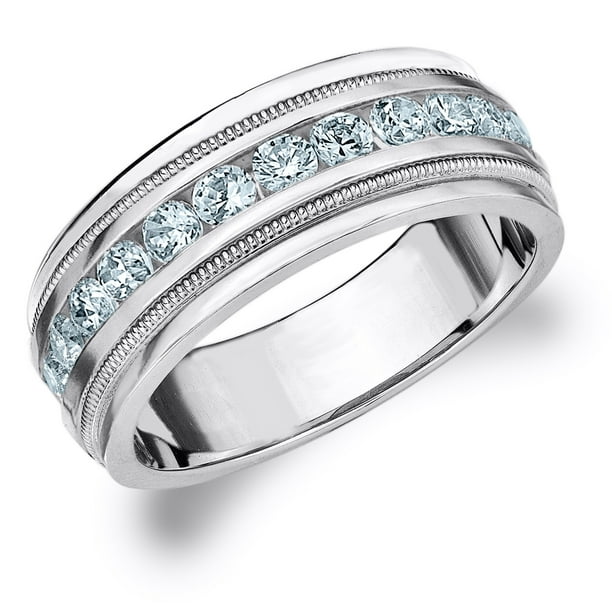 Eternity Wedding Bands 1 Ct Diamond Men S Wedding Band In 14k White Gold 1 0 Carat Diamond Wedding Ring For Him Walmart Com Walmart Com
