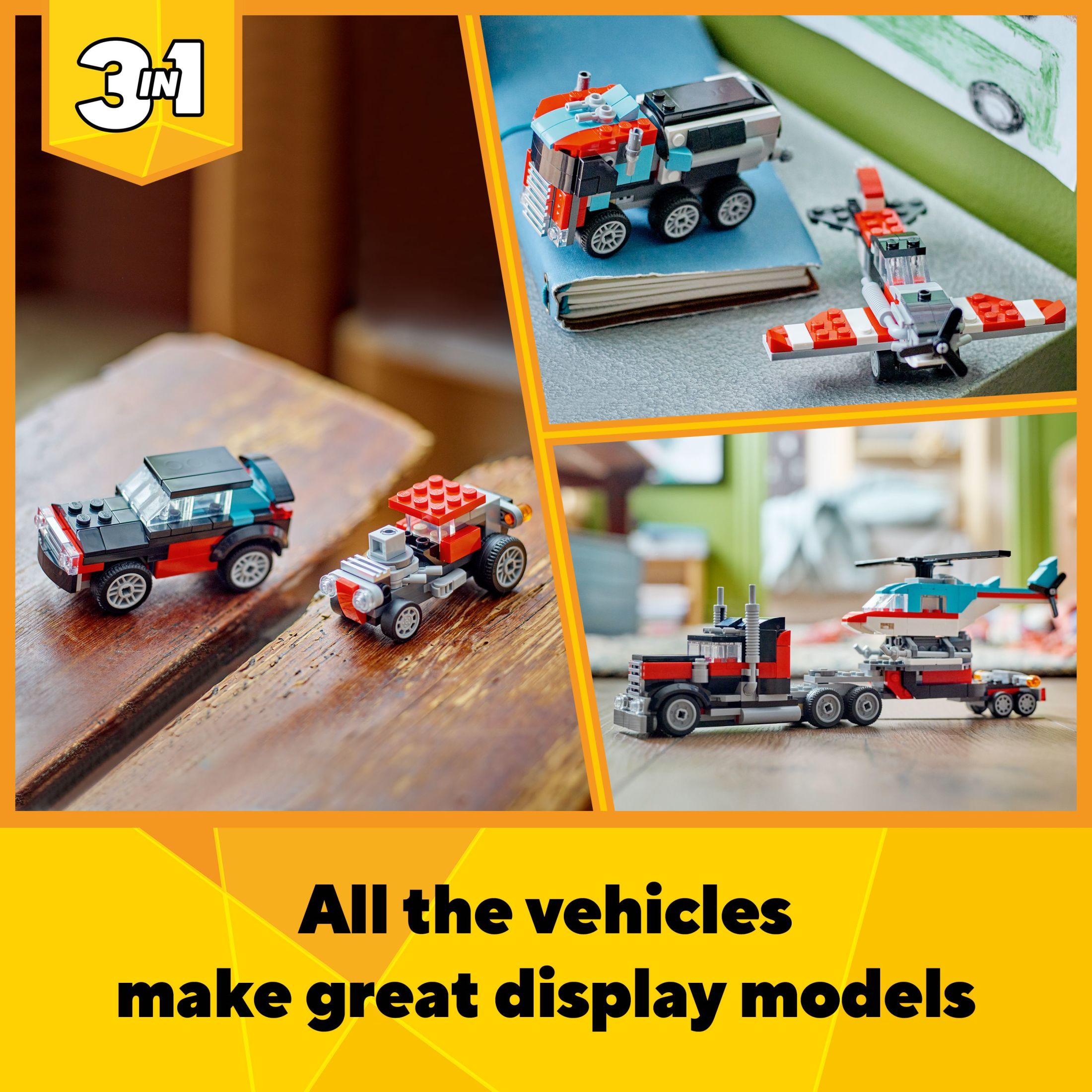 LEGO Creator Flatbed Truck With Helicopter, 270 Pieces photo 6