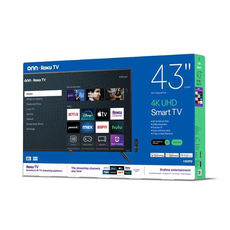 onn 43" Class 4K UHD Roku Smart Television, 100012584 gallery view