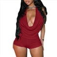 thumbnail image 2 of Trajes para Mujer, Ropa de Club, Elásticos, Sin Espalda, Transparentes, Conjuntos de 2 Piezas para Mujeres Que Salen Rojo S, 2 of 8