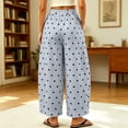 thumbnail image 3 of KLHDSF Pants For Women Polka Dot Wide Leg Cropped Pants with Pockets Casual Elastic Waist Summer Trousers Light BlueXL, 3 of 4