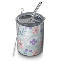 Floral 12oz Stainless Steel Coffee Mug – Double-Wall Insulated Cup with Spill-Resistant Lid, 360° Full-Print Design, Keeps Drinks Hot & Cold for Home, Office, Travel,Thanksgiving,Christmas, Spring