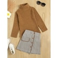 thumbnail image 2 of FOCUSNORM Baby Girl Knitting High Neck Tops Sweater Plaid Buttons Half Dress, 2 of 9