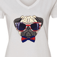 thumbnail image 4 of Inktastic Pug Dog July 4th Patriotic Sunglasses Women's V-Neck T-Shirt, 4 of 5