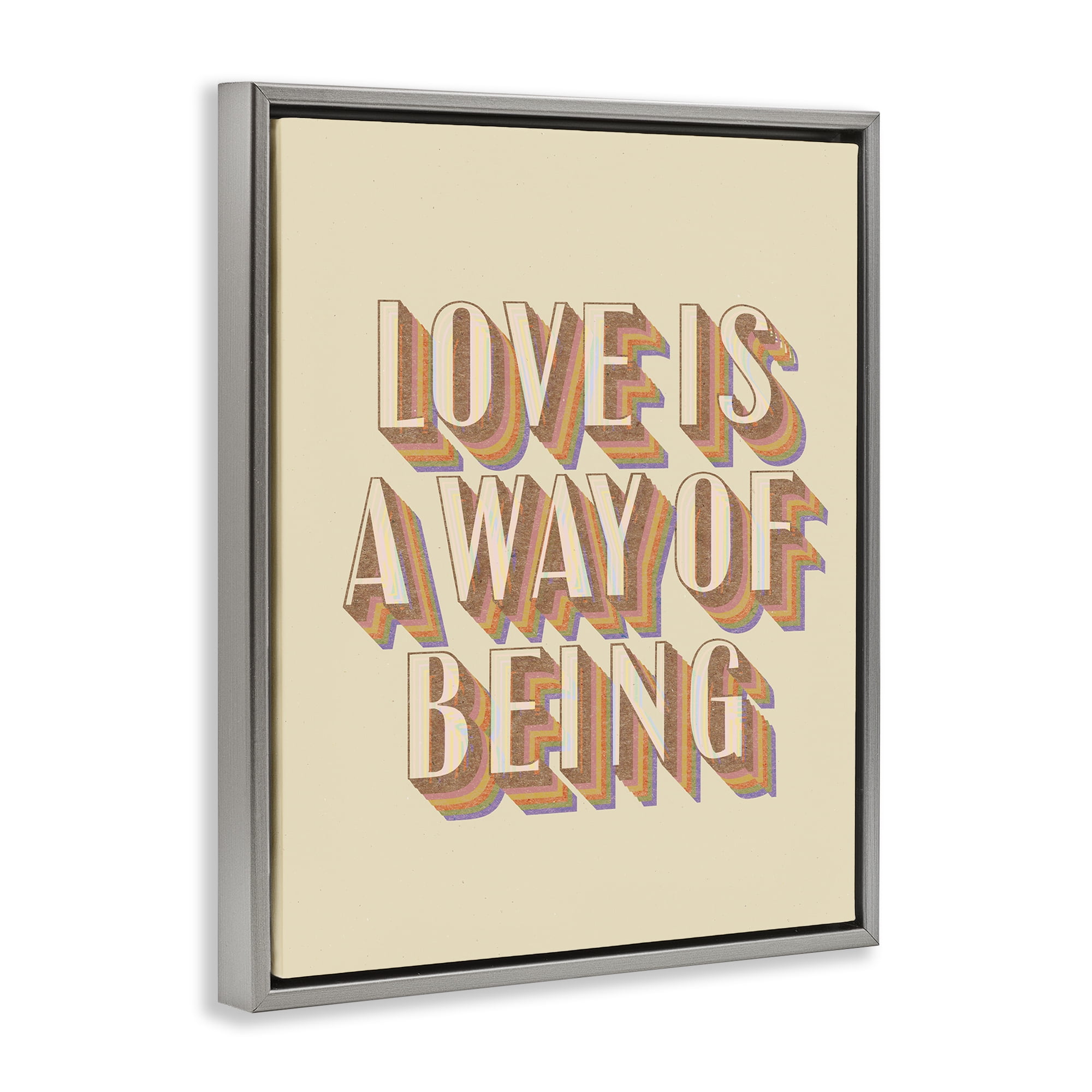 Stupell Industries Sentimental Love Phrase Text & Numbers Painting Gray Floater Framed Canvas Art Print Wall Art, 17 x 21