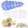 thumbnail image 1 of Silicone Stretch Lids, Silicone Bowl Covers Reusable Silicone Food Wrap, Bowl Covers Keep Food Fresh, 6 Sizes Food Saver Covers Fit Various Sizes and Shapes Kitchen Containers 12 Pack, 1 of 5