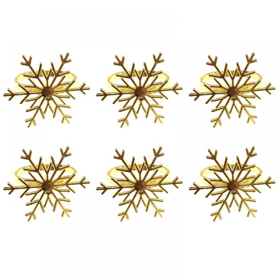 Christmas Napkin Rings Set of 6, Gold/Silver Xmas Tree Snowflake Elk Napkin Holder Rings for Christmas Wedding Holiday Dinner Table Decoration