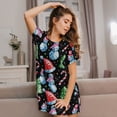 thumbnail image 3 of Fotbe Disco Mirror Ball Snowman Bata de Dormir para Mujer con Estampado, Camisón de Algodón de Manga Corta, Ropa de Dormir Casual, 3 of 6