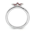 thumbnail image 2 of White Sterling Silver Ring Band Stackable Garnet Marquise Red, 2 of 5