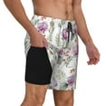 thumbnail image 2 of Naloa Orchids Flowers Print Men Swim Trunks with Compression Liner ,Board Shorts,Men's Swim Shorts with Drawstring and Elastic Waistband-XX-Large, 2 of 6
