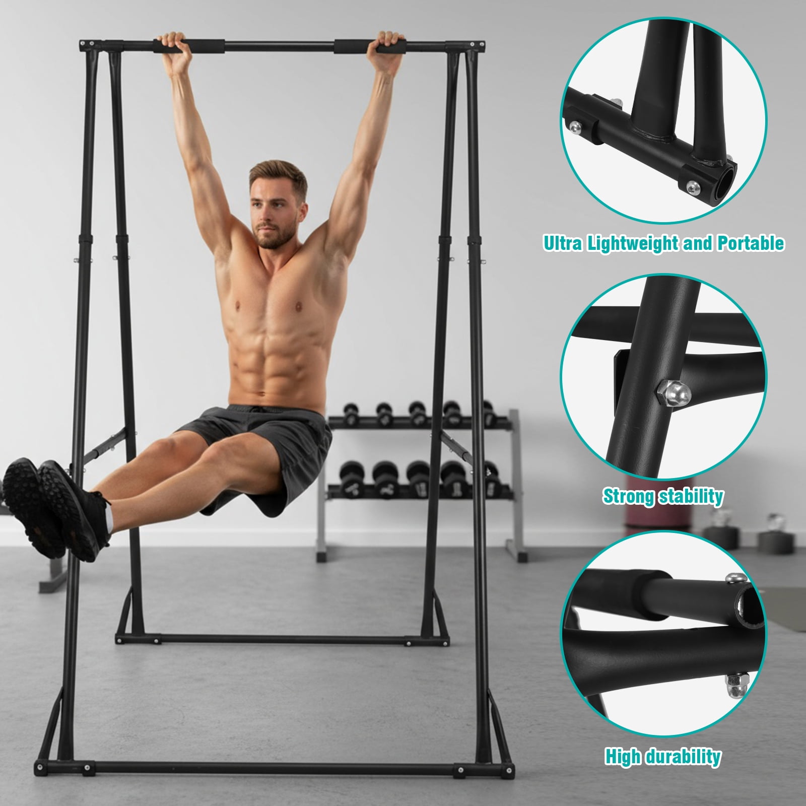 Btidfty Foldable Free Standing Multifunctional Exercise Rack 771.6LBS Capacity Portable Pullup Bar Station for Home Gym Equipment