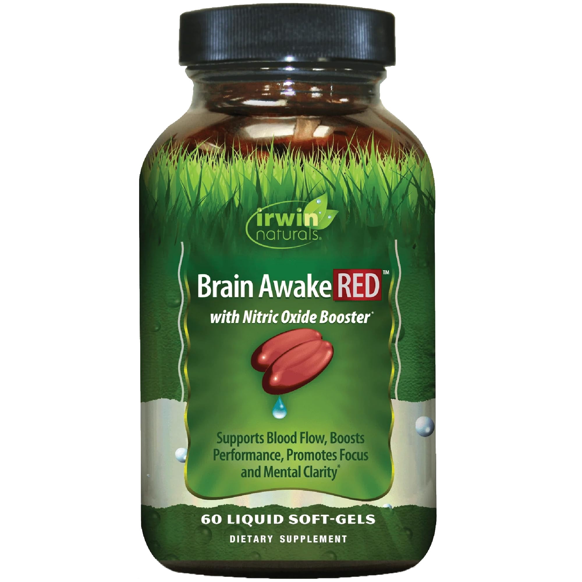 Irwin Naturals Brain Awake RED with Nitric Oxide Booster - 60 Liquid Soft-Gels