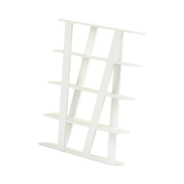Estantería de madera para casa de muñecas a escala 1:12, minimuebles, estanterías de almacenamiento en miniatura. Blanco