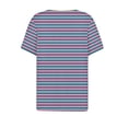 thumbnail image 4 of T-Shirt à Rayures Col en V Manches Courtes Colorblock Décontracté Été Blouse Ample Boutonnée, 4 of 4