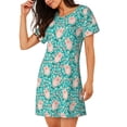 thumbnail image 2 of Naloa Pig And Flower Print Women Nightgowns,Womens Loungewear,Short Sleeve Sleepwear,Comfy Ladies Nightdress, 2 of 6
