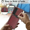 thumbnail image 6 of Allytechgroup for Samsung Galaxy A16 5G Phone Case with Card Holder [Compatible with Magsafe Wireless Charging] Flip PU Leather Magnetic Wallet Back Case Soft TPU Bumper Shockproof Cover, Winered, 6 of 15