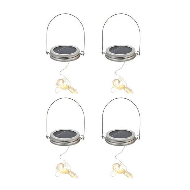 EeaseMX 4 juegos de luces LED solares para tapas de tarros de cristal, guirnalda de luces colgantes