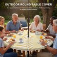 thumbnail image 3 of Round Outdoor Tablecloth with Umbrella Hole and Zipper, Yellow Palm Tree Tablecloth with Elastic Waterproof, Summer Tropical Plants Leaves Vintage Flowers Patio Table Covers for 55" - 60" Tables, 3 of 9
