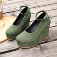 thumbnail image 5 of CYMMPU Women's Closed Toe Wedge Pumps, Ankle Strap Platform Dress Shoes, Vintage High Wedge Heel Outdoor Daily Casual Footwear Green 40, 5 of 8