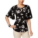 thumbnail image 1 of Blusa de punto con mangas alborotadas Charter Club mujer negra grande, 1 of 2