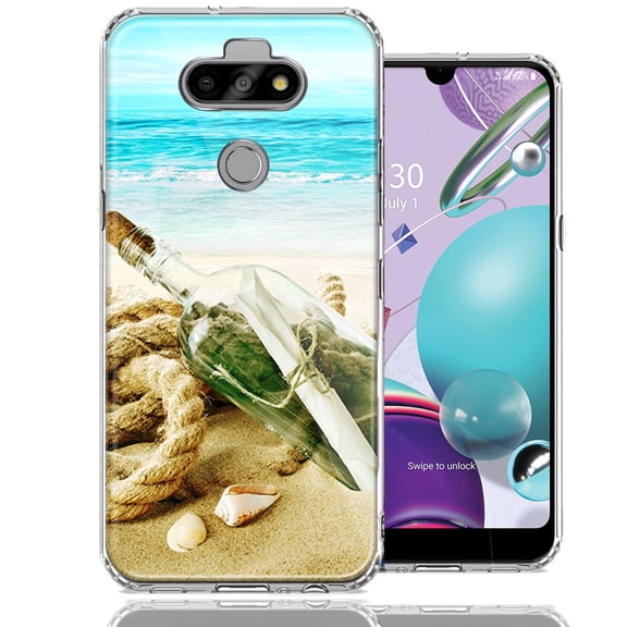 MUNDAZE For LG Aristo 5/K31/Fortune 3 Beach Message Bottle Design Double Layer Phone Case Cover