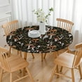 thumbnail image 3 of Brown Mushroom Plant Black Pattern Round Fitted Tablecloth with Elastic Edge,Dining Table Cover Waterproof,Outdoor Round Tablecloth for Camping,Dining,Indoor and Outdoor, 3 of 7