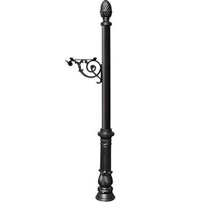 Support Bracket Post System with Ornate Base & Pineapple Finial, Black