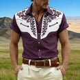 thumbnail image 2 of YANGXINX Mens Short Sleeve Graphic Shirts Western Vintage Print Button Down Tops 2026 Stylish Casual Comfort Classic Fit Shirt, 2 of 4