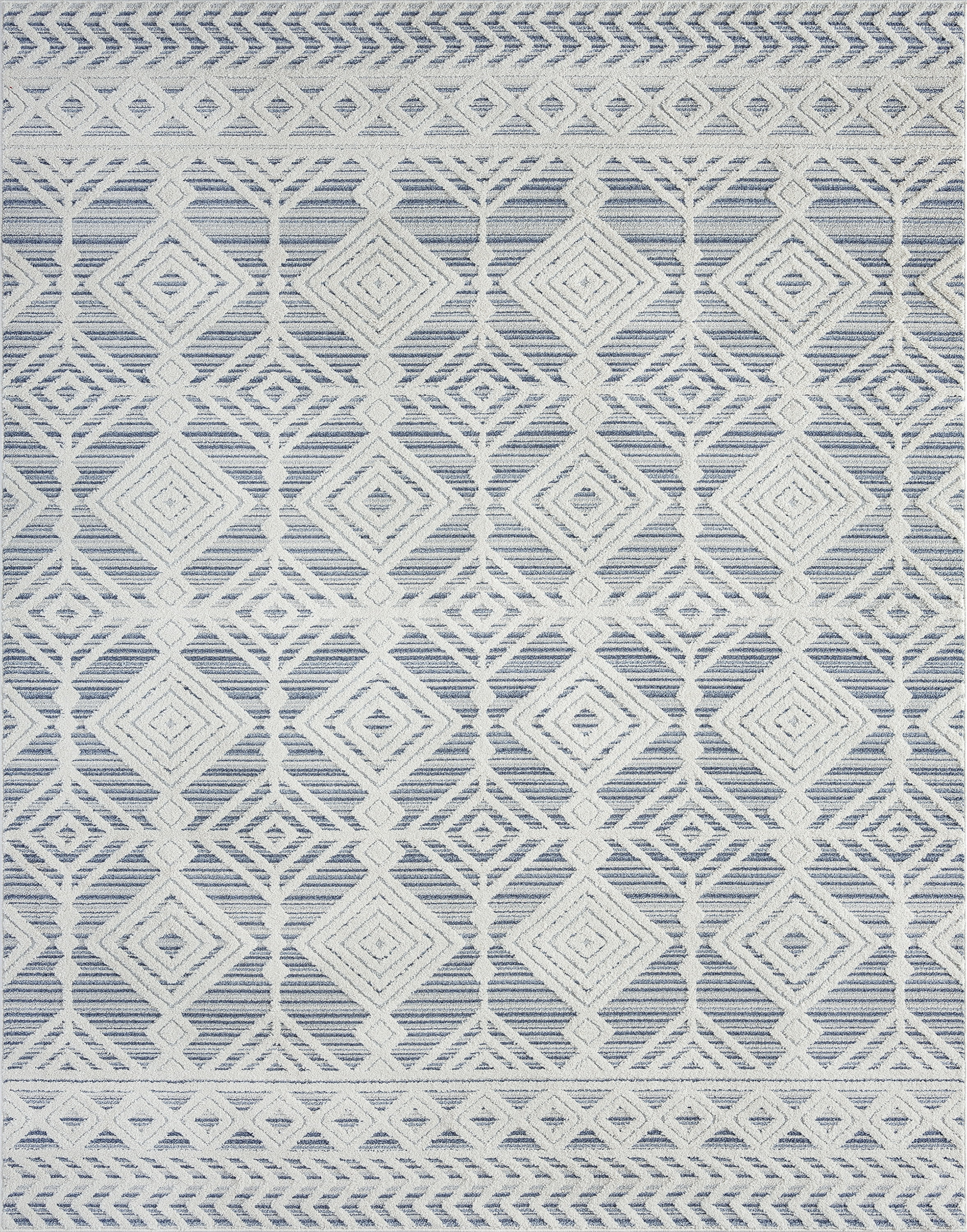 Transitional 5x8 Area Rug (5'3'' x 7'3'') Moroccan Blue, Cream Living Room Easy to Clean