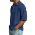 thumbnail image 4 of Dwellite Waffle Short Sleeve Polo Shirts for Men Big and Tall Golf Shirt Casual Solid Color Collared T Shirts Tops Navy 4XL, 4 of 8
