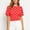 *Red, variant on ClodeEU Women's Polka Dot Short Sleeve Blouse,Crew Neck Puff Sleeve Ruched Waist Crop Top Black,Women's Plus L