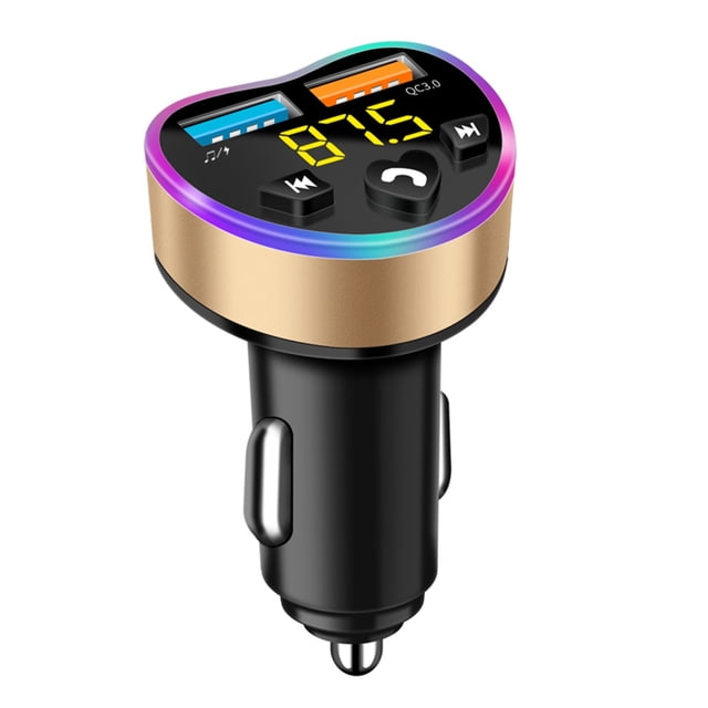 TopLLC USB Car Adapter Wireless Bluetooth Kit QC3.0 Fast USB Charger Hands-free FM Bluetooth Transmitter on Clearance