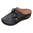 thumbnail image 6 of Rokment Flower Orthopedic Clogs Arch Support Wedge Mules for Women Boho Beach Comfortable Leather Closed Toe Air Cushion Walking Half Slippers Summer Casual Dress Slides Sandals Black Size 7, 6 of 7