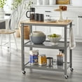 thumbnail image 2 of TMS Mylah 2-Tier Butcher Block Rolling Kitchen Storage Cart with Towel Rack, Charcoal Gray, 2 of 6
