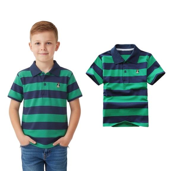 Polo Shirts Boys Short Sleeve Boys Striped Button down Shirt Back to School Shirt Boys 8-9 Years Shirts