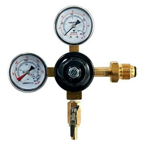 Nitrogen Regulator Dual Gauge CGA580 - High Pressure Gas Regulator for Nitrogen, G-Mix, Beer Mix - 60/3000 PSI with 5/16" Barb Shutoff & Duckbill Check