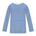 thumbnail image 4 of Womens Striped Long Sleeve Shirt Boat Neck Color Block Tops Loose Fit Comfy Cotton Tshirt Basic Fall Tunic Tee, 4 of 4