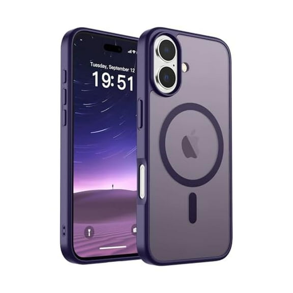 ZHU997 Magnetic for iPhone 17 Case (Compatible with MagSafe)(Military Grade Drop Protection) Translucent Matte Shockproof with Anti-Fingerprint Phone Cover 2025,Dark Purple